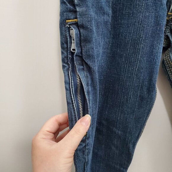 Levi's 514 Slim Straight Men's Dark Zip Thigh Pocket‎ Distressed Jeans 29x32 - Picture 3 of 7